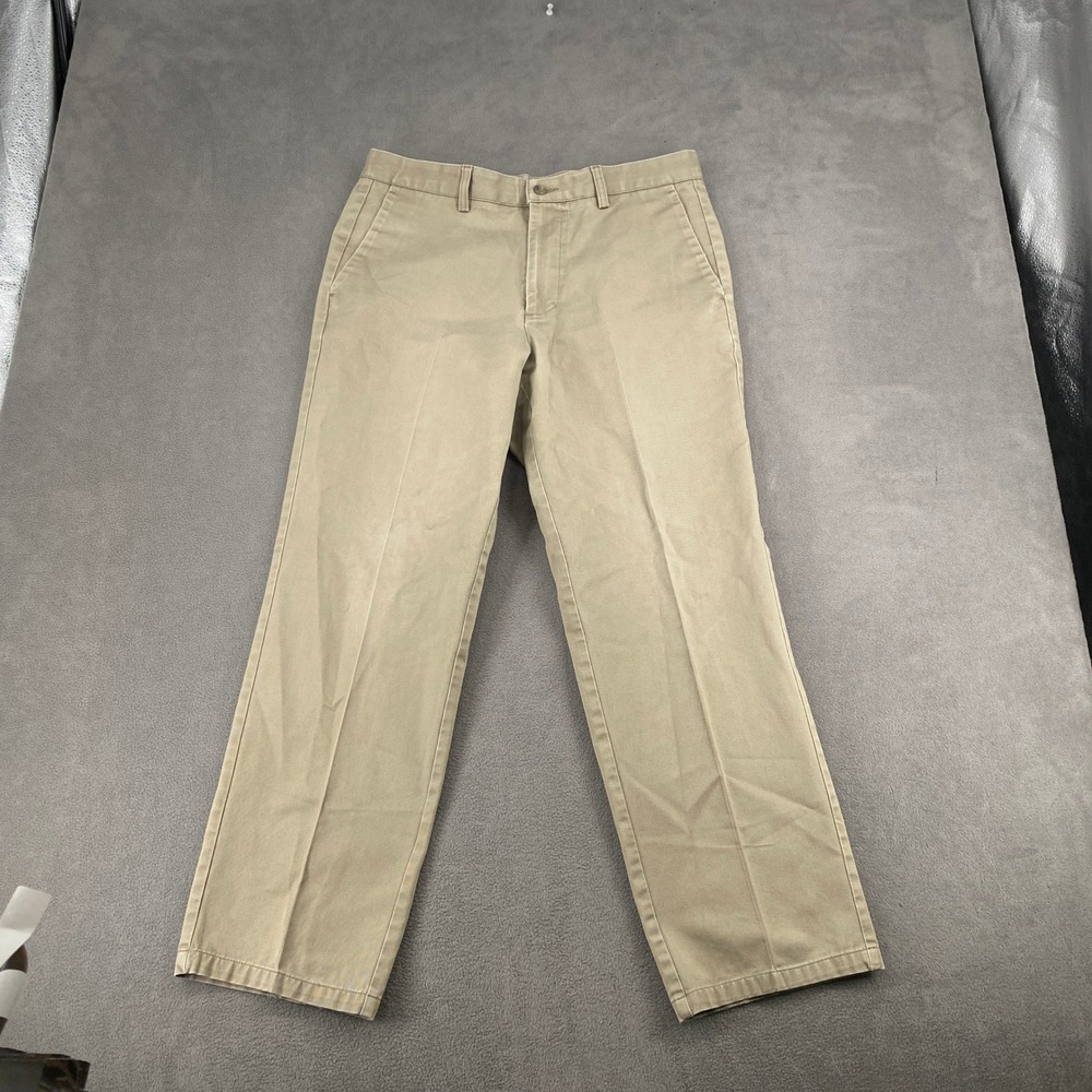 Dockers Individual Fit Chinos Mens 34x30 Khaki Tan Flat Front Cotton Pants Vtg